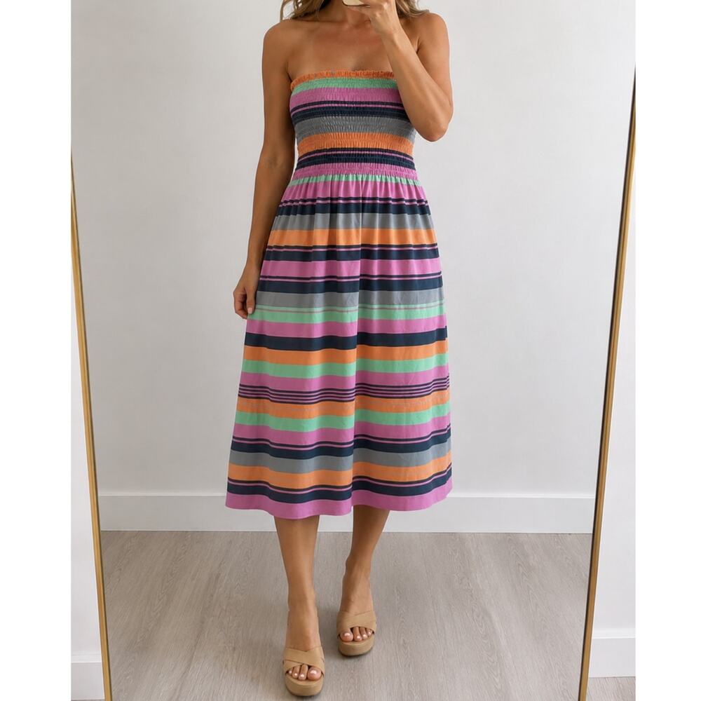 NWT Nolita NYC🌿Strapless Dress Women’s Large Multicolor Stripe Boho Lightweight